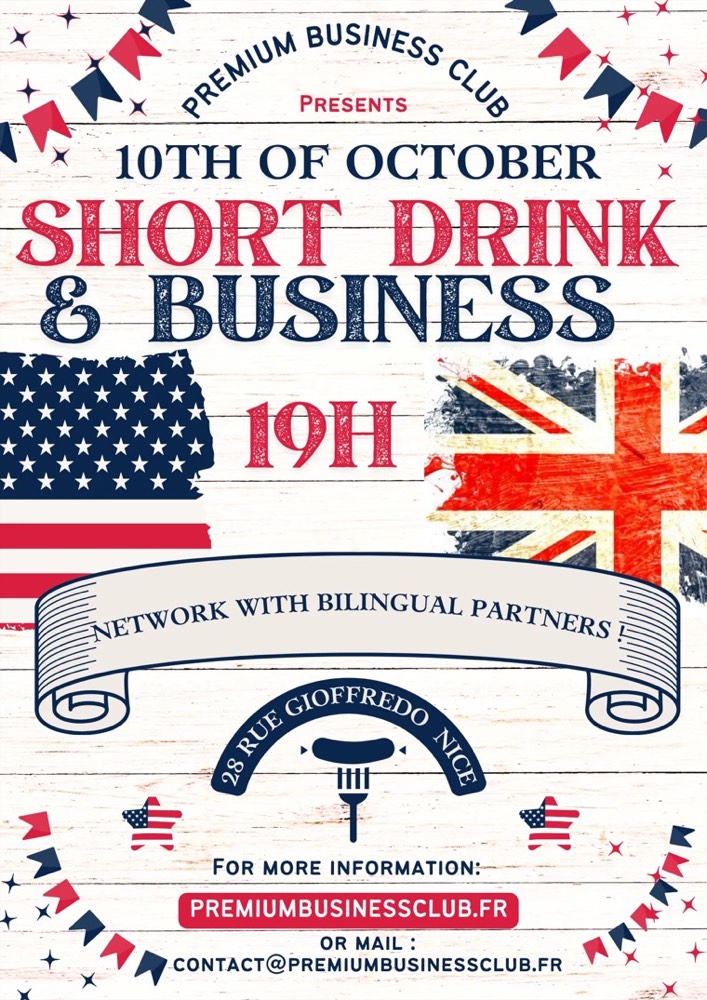 Affiche Short Drink & Business, 10 octobre, 28 rue Gioffredo à Nice